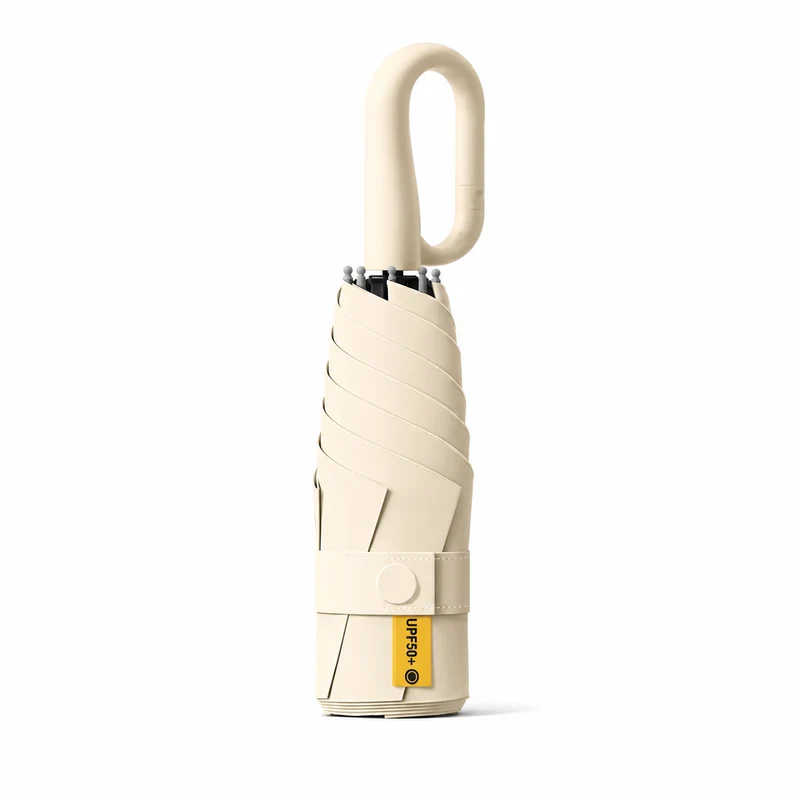 UPF 50+ Compact Travel Umbrella - Large Carabiner Hook | Sun & Rain Protection | 93cm Canopy | 217g