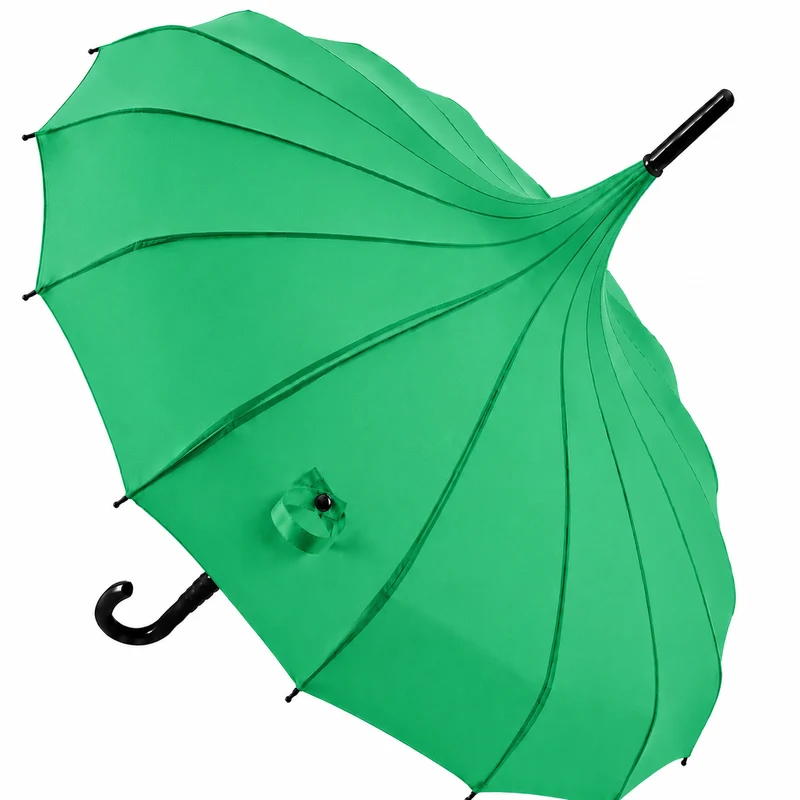Ladies 'Olivia' Pagoda Walking Umbrella | 16 Ribs | Crook Handle | Vintage Style