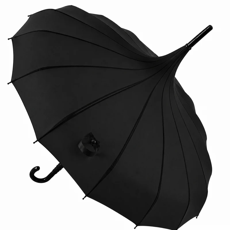 Ladies 'Olivia' Pagoda Walking Umbrella | 16 Ribs | Crook Handle | Vintage Style