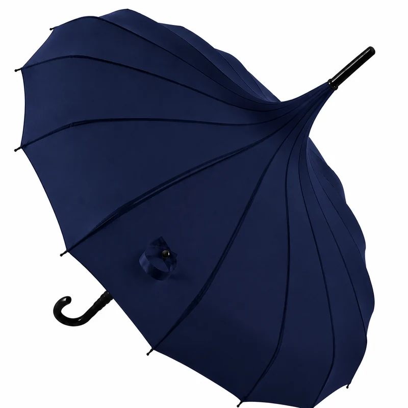 Ladies 'Olivia' Pagoda Walking Umbrella | 16 Ribs | Crook Handle | Vintage Style