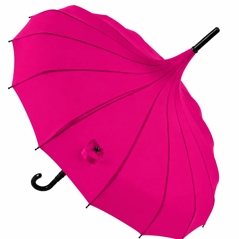 Ladies 'Olivia' Pagoda Walking Umbrella | 16 Ribs | Crook Handle | Vintage Style