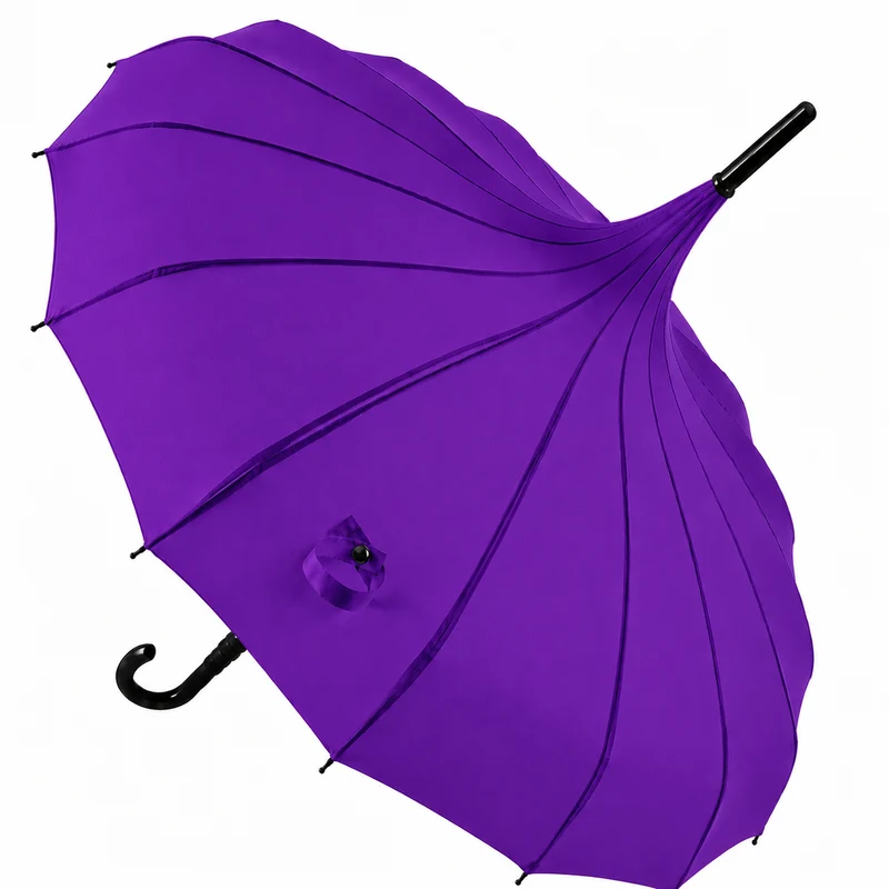 Ladies 'Olivia' Pagoda Walking Umbrella | 16 Ribs | Crook Handle | Vintage Style