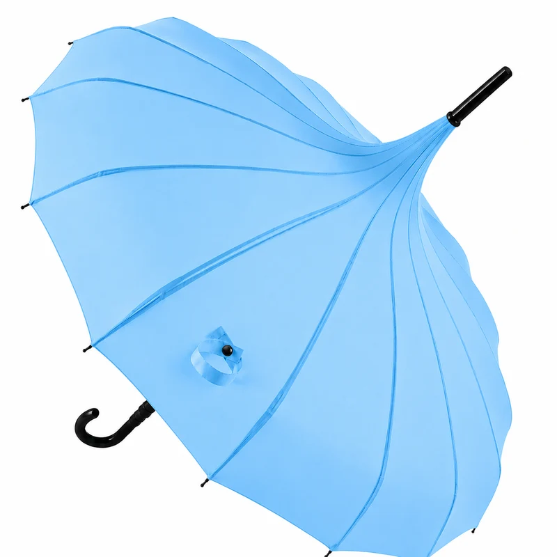 Ladies 'Olivia' Pagoda Walking Umbrella | 16 Ribs | Crook Handle | Vintage Style