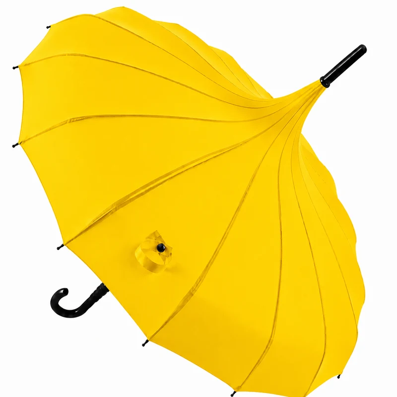 Ladies 'Olivia' Pagoda Walking Umbrella | 16 Ribs | Crook Handle | Vintage Style
