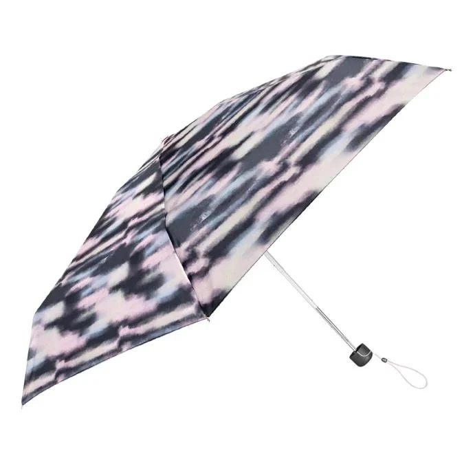 Totes ECO Tiny X-tra Strong Folding Umbrella - Mini Striped Clouds | 5-Section | Just 16.5cm and 214g
