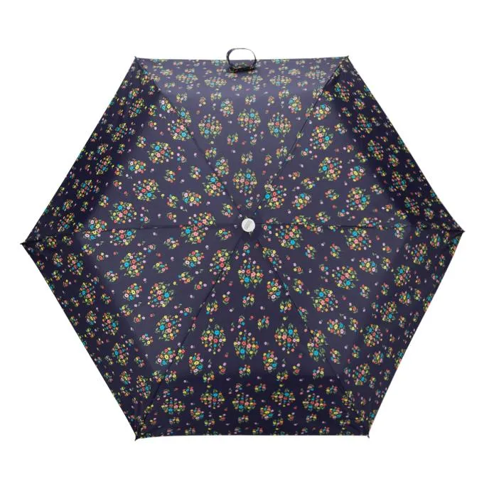 Totes ECO Tiny X-tra Strong Folding Umbrella - Mini Flower Stems | 5-Section | Just 16.5cm and 214g