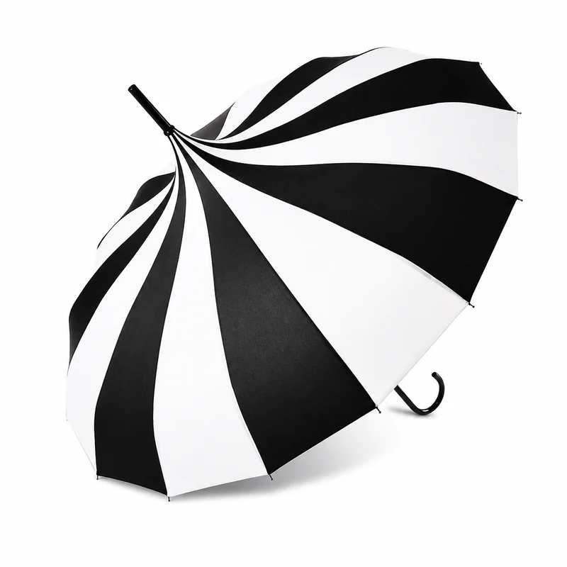 Ladies 'Olivia' Pagoda Walking Umbrella - Two Tone | 16 Ribs | Vintage Style
