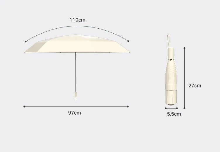 UW UPF 50+ Supermini Travel Umbrella | Sun & Rain Protection | 91cm Canopy | Windproof