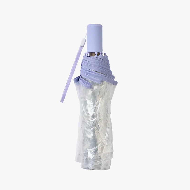 Clear PVC Compact Folding Umbrella - Silver Stars | 98cm | Windproof | Recyclable Handle