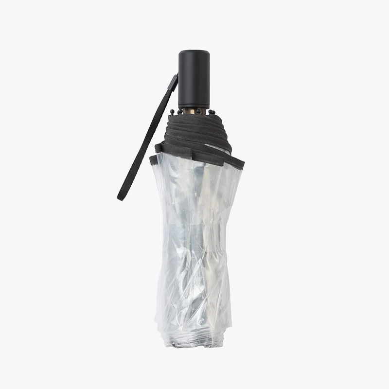 Clear PVC Compact Folding Umbrella - Silver Stars | 98cm | Windproof | Recyclable Handle