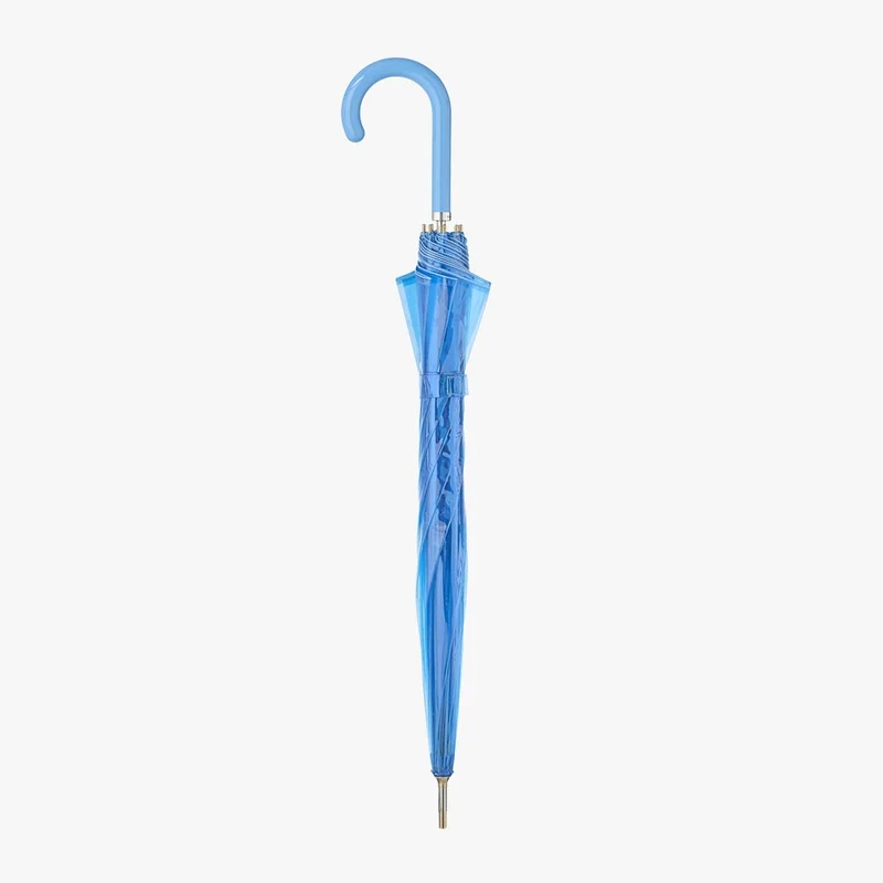 Clear Coloured Automatic Walking Umbrella | Transparent Canopy | Windproof | Colour-Match Handle | 90cm