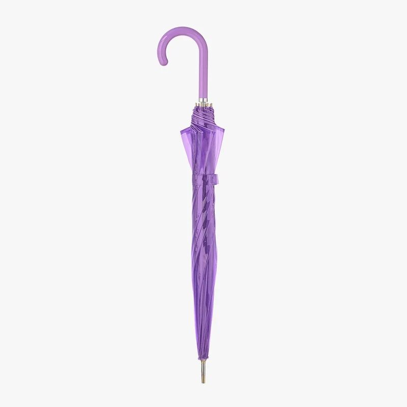Clear Coloured Automatic Walking Umbrella | Transparent Canopy | Windproof | Colour-Match Handle | 90cm
