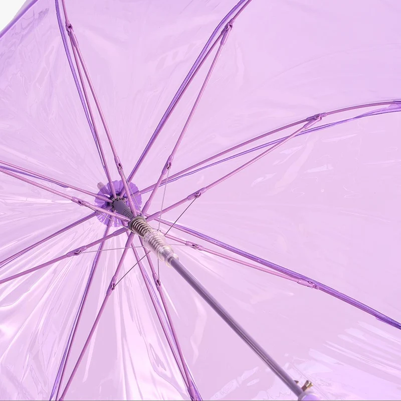 Clear Coloured Automatic Walking Umbrella | Transparent Canopy | Windproof | Colour-Match Handle | 90cm