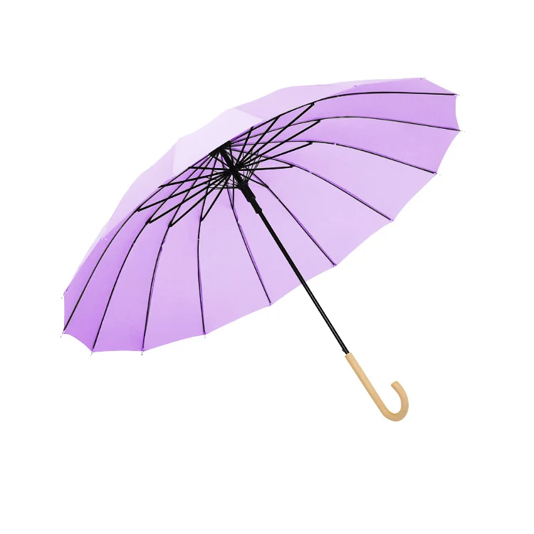Wood Hook Automatic Walking Umbrella - 16 Ribs | 104cm Canopy | Fibreglass Frame