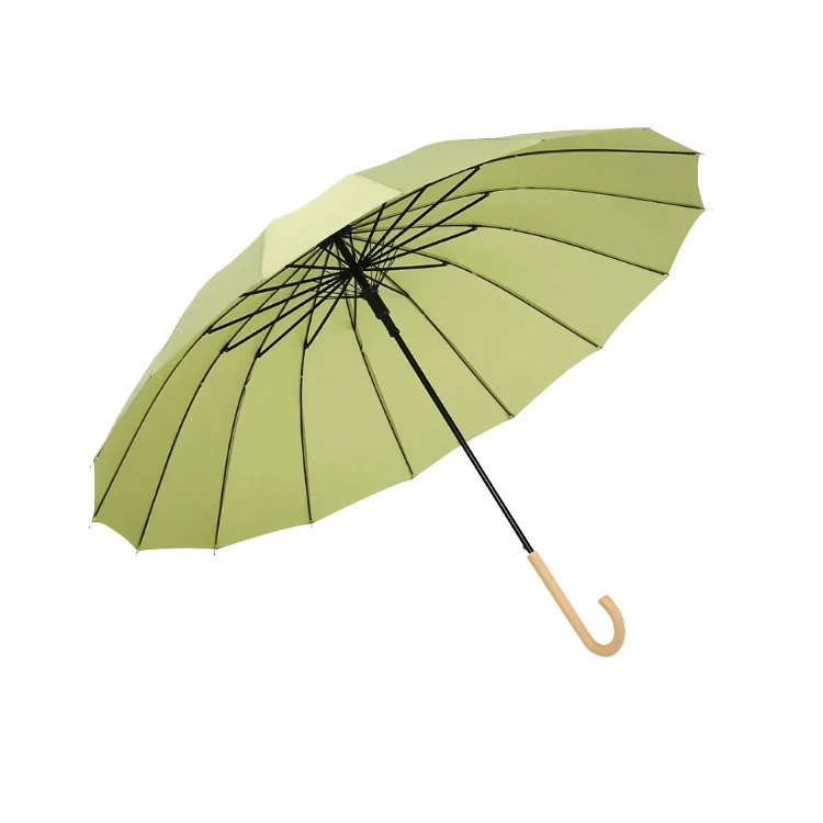 Wood Hook Automatic Walking Umbrella - 16 Ribs | 104cm Canopy | Fibreglass Frame