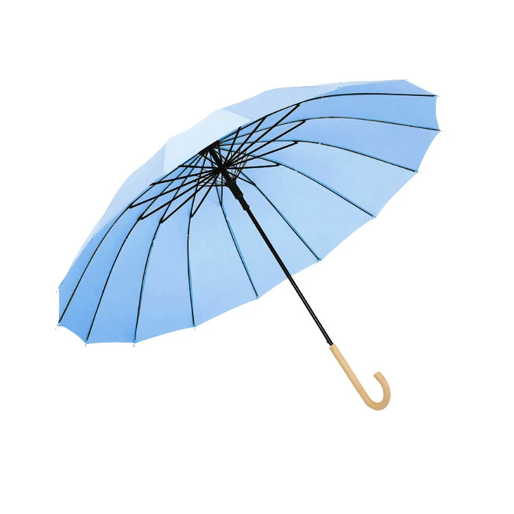 Wood Hook Automatic Walking Umbrella - 16 Ribs | 104cm Canopy | Fibreglass Frame