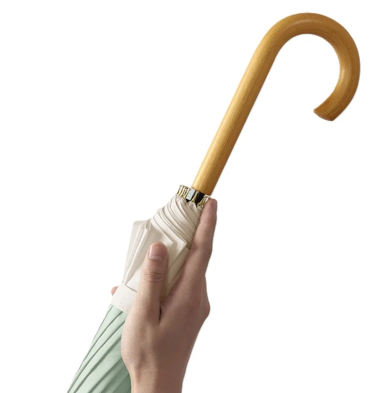 Wood Hook Automatic Walking Umbrella - 16 Ribs | 104cm Canopy | Fibreglass Frame