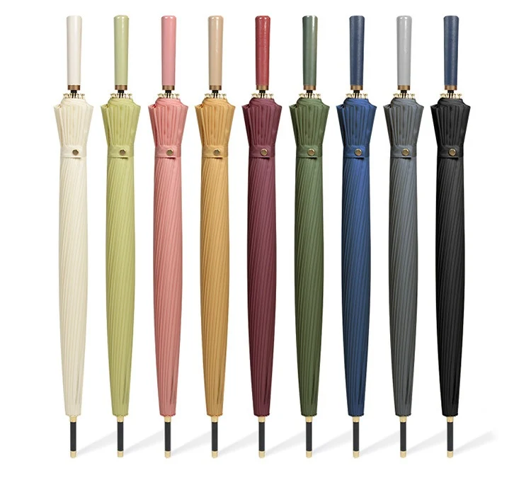 Elegant Automatic Walking Umbrella - 24 Ribs | Extra-Large 115cm Canopy | Windproof | Leatherette Handle