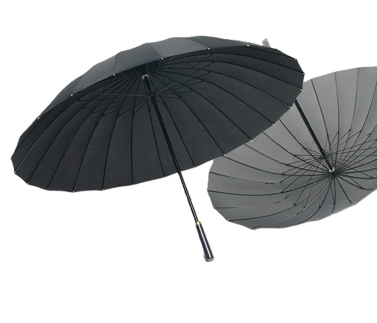 Elegant Automatic Walking Umbrella - 24 Ribs | Extra-Large 115cm Canopy | Windproof | Leatherette Handle
