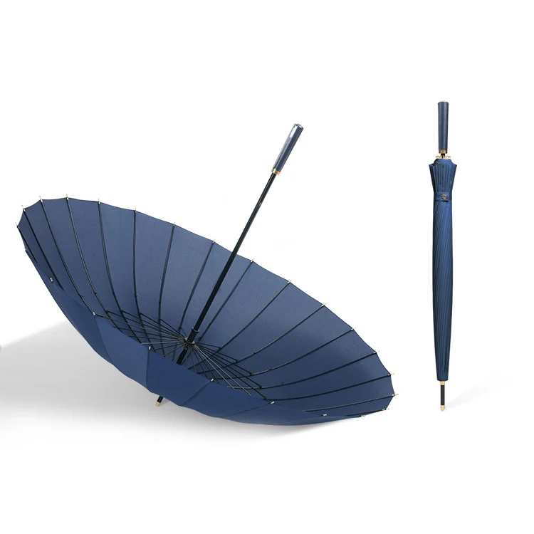 Elegant Automatic Walking Umbrella - 24 Ribs | Extra-Large 115cm Canopy | Windproof | Leatherette Handle