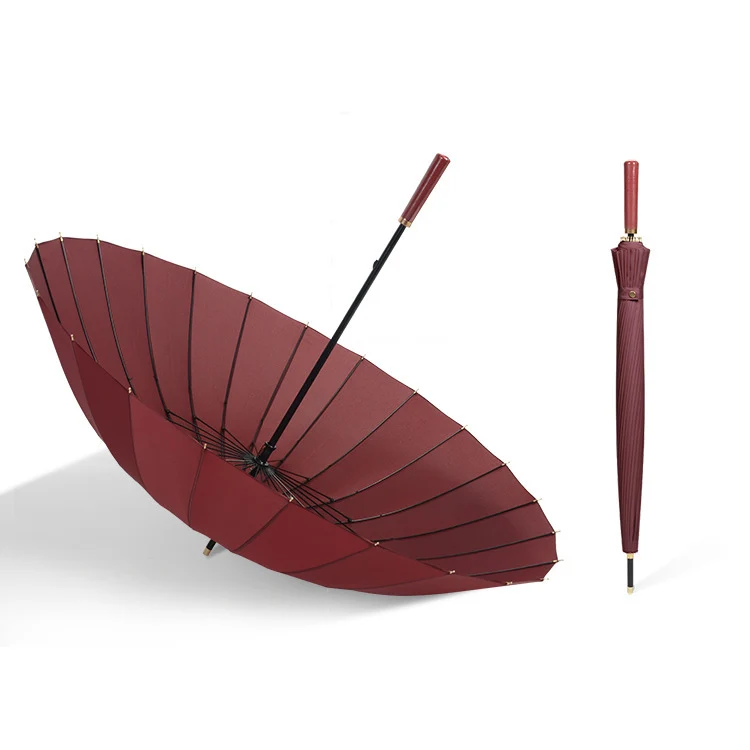 Elegant Automatic Walking Umbrella - 24 Ribs | Extra-Large 115cm Canopy | Windproof | Leatherette Handle