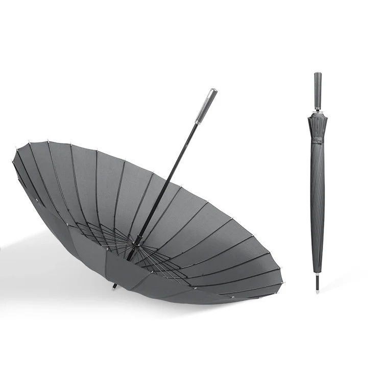 Elegant Automatic Walking Umbrella - 24 Ribs | Extra-Large 115cm Canopy | Windproof | Leatherette Handle