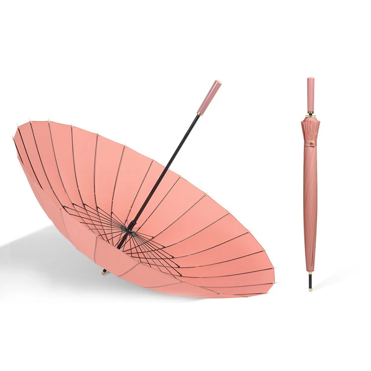 Elegant Automatic Walking Umbrella - 24 Ribs | Extra-Large 115cm Canopy | Windproof | Leatherette Handle