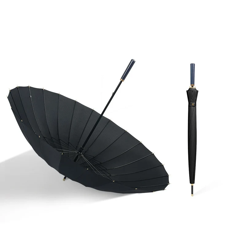 Elegant Automatic Walking Umbrella - 24 Ribs | Extra-Large 115cm Canopy | Windproof | Leatherette Handle