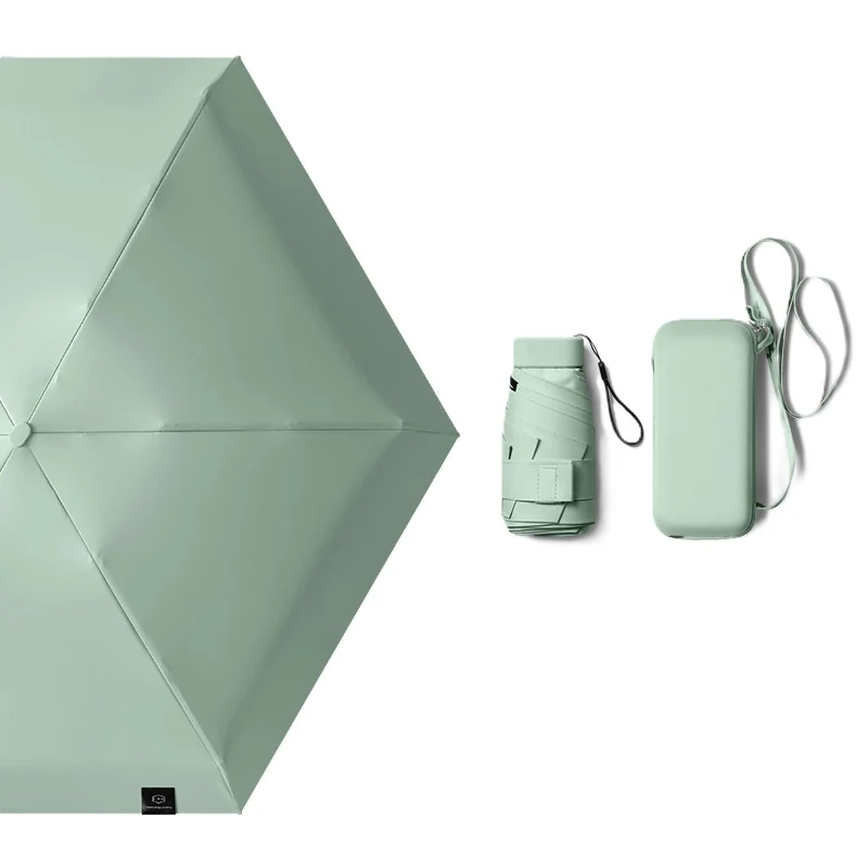 Cased UPF 50+ Compact Mini Flat Travel Umbrella | Shoulder Strap Case | 93cm Canopy | Just 220g