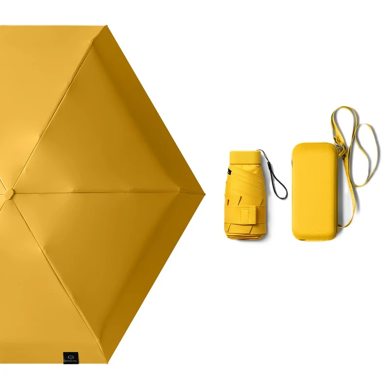 Cased UPF 50+ Compact Mini Flat Travel Umbrella | Shoulder Strap Case | 93cm Canopy | Just 220g