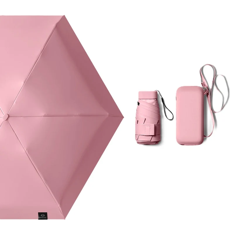 Cased UPF 50+ Compact Mini Flat Travel Umbrella | Shoulder Strap Case | 93cm Canopy | Just 220g