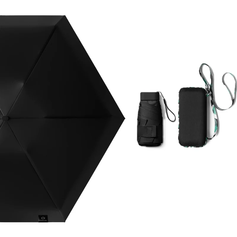 Cased UPF 50+ Compact Mini Flat Travel Umbrella | Shoulder Strap Case | 93cm Canopy | Just 220g