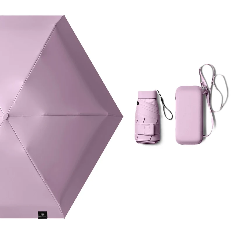 Cased UPF 50+ Compact Mini Flat Travel Umbrella | Shoulder Strap Case | 93cm Canopy | Just 220g