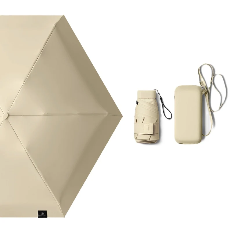 Cased UPF 50+ Compact Mini Flat Travel Umbrella | Shoulder Strap Case | 93cm Canopy | Just 220g