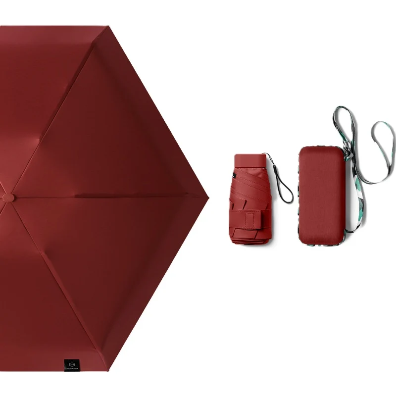 Cased UPF 50+ Compact Mini Flat Travel Umbrella | Shoulder Strap Case | 93cm Canopy | Just 220g