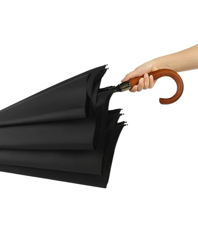 Gentry Fibreglass Auto City Golf Umbrella | Wood Hook Handle | Oversize 120cm Canopy