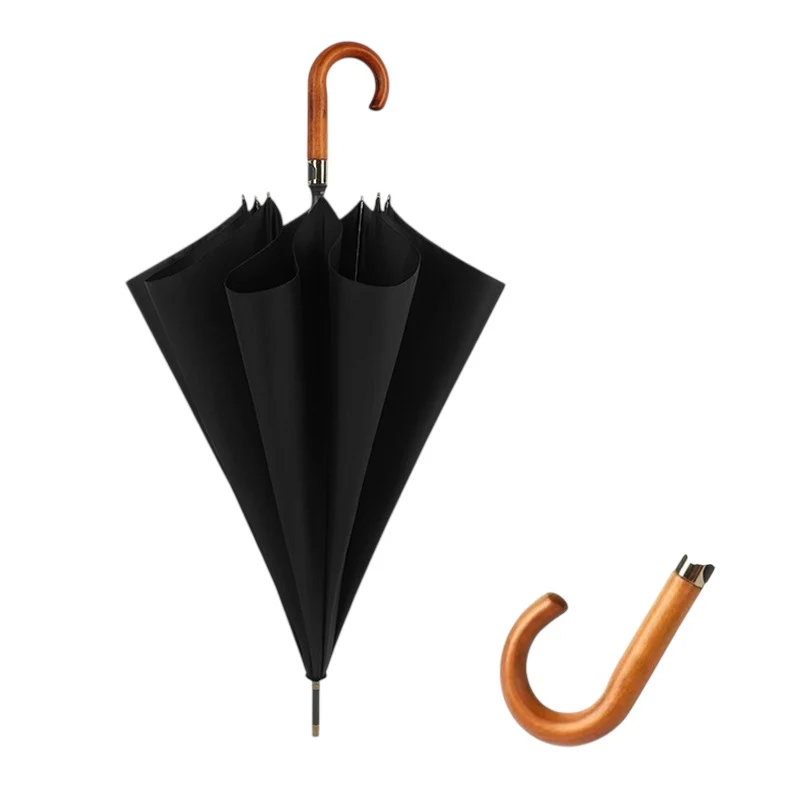 Gentry Fibreglass Auto City Golf Umbrella | Wood Hook Handle | Oversize 120cm Canopy
