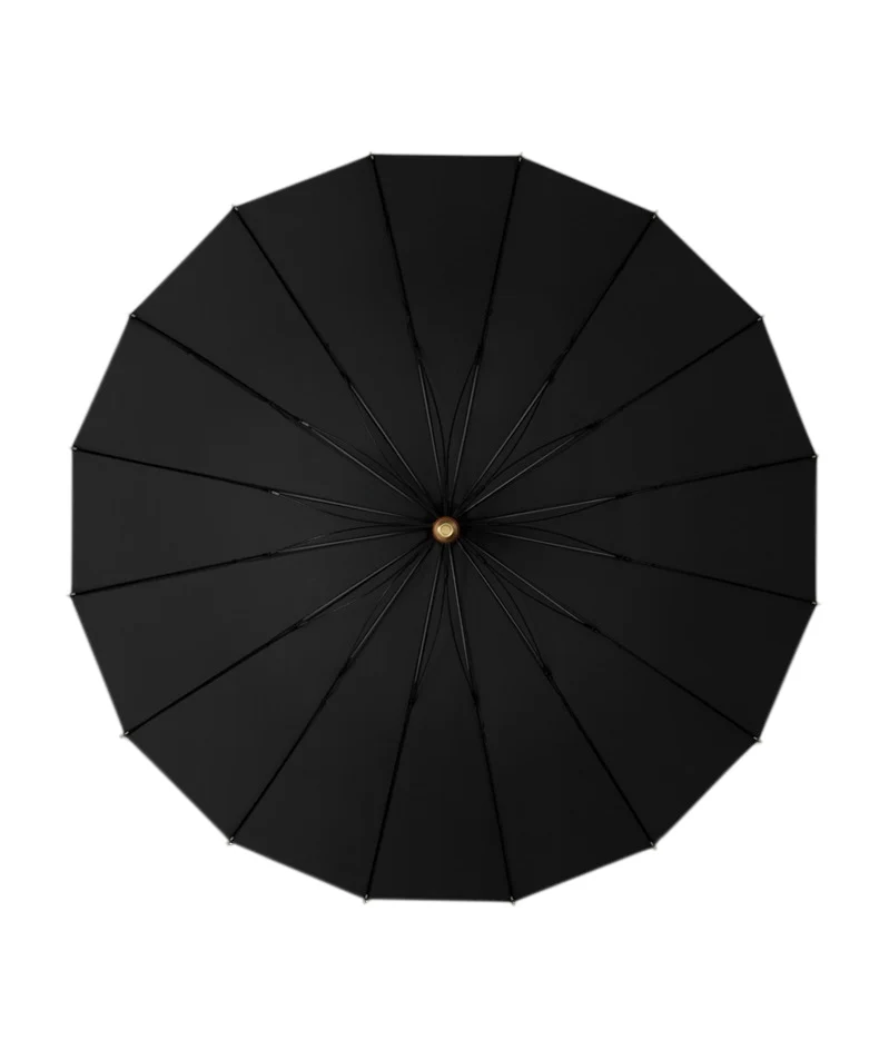 Didsbury Auto 16-Rib Walking Umbrella | Straight Wood Handle | 110cm Canopy | Colour-Match Sleeve