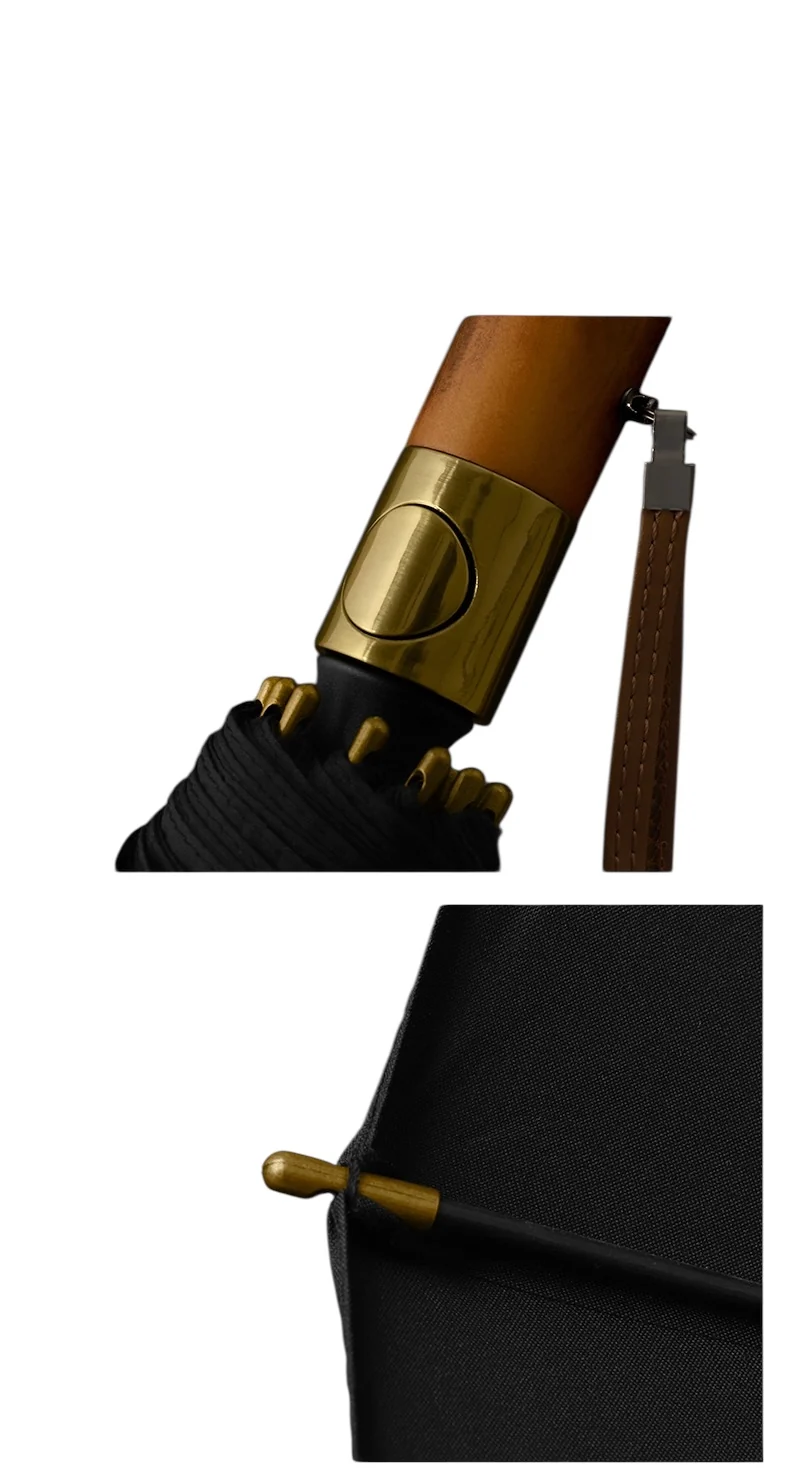 Didsbury Auto 16-Rib Walking Umbrella | Straight Wood Handle | 110cm Canopy | Colour-Match Sleeve
