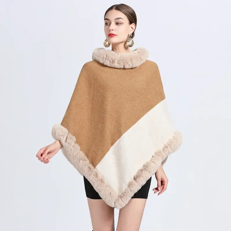 Poncho Camel Femme