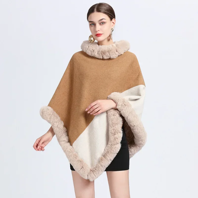 Poncho Camel Femme