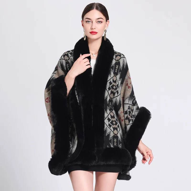 Poncho Femme Motif Ethnique