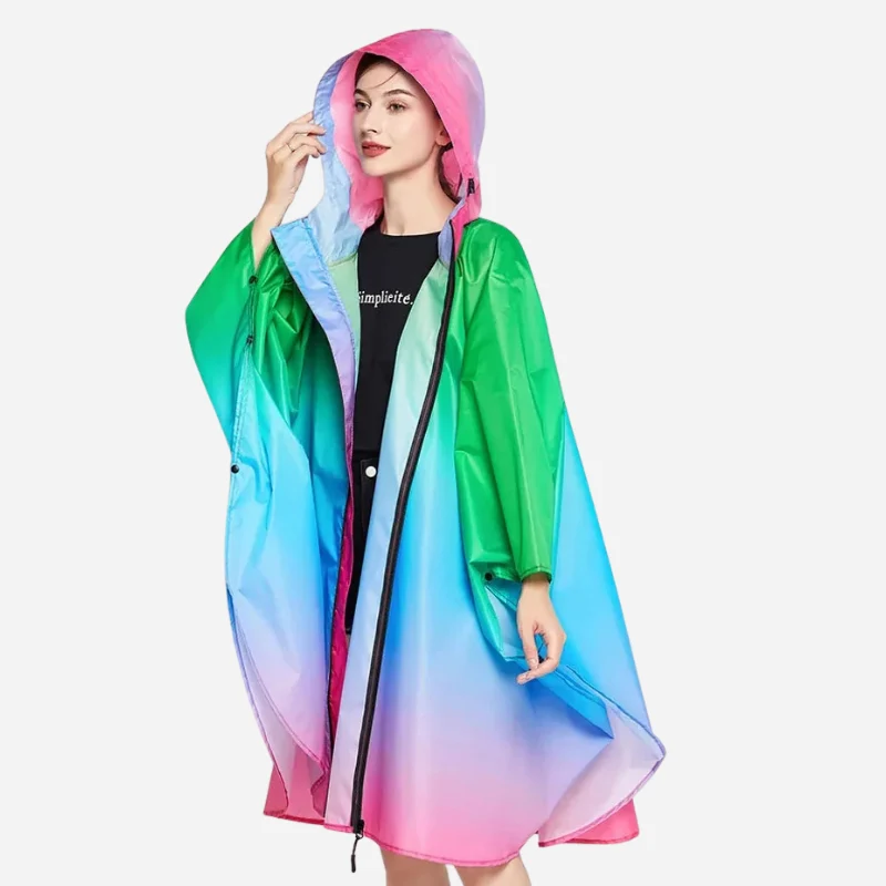 Poncho Pluie Tricolore Femme