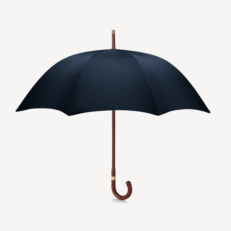 Parapluie rayé pour homme, motif cerisier - Bleu marine foncé