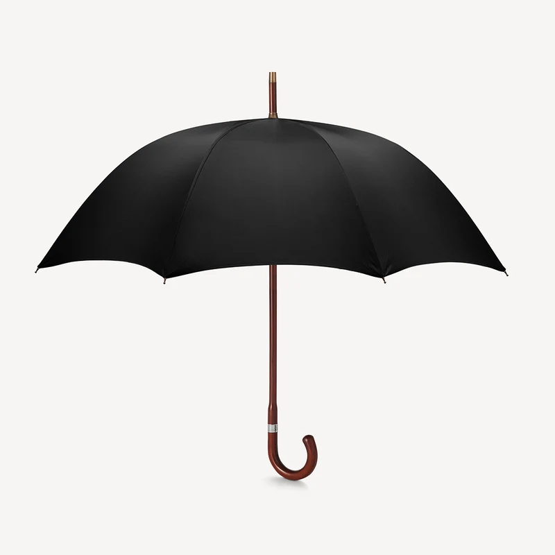 Parapluie rayé pour homme, motif cerisier - Noir