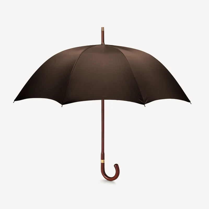 Parapluie rayé pour homme, motif cerisier - Marron