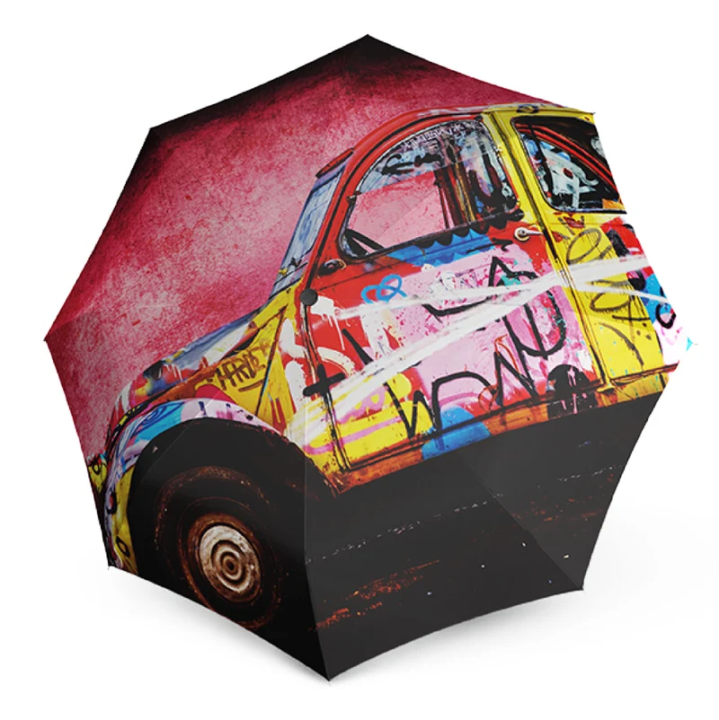 Doppler Modern Art Collection "California" Graffiti Car Print Automatic Walking Umbrella