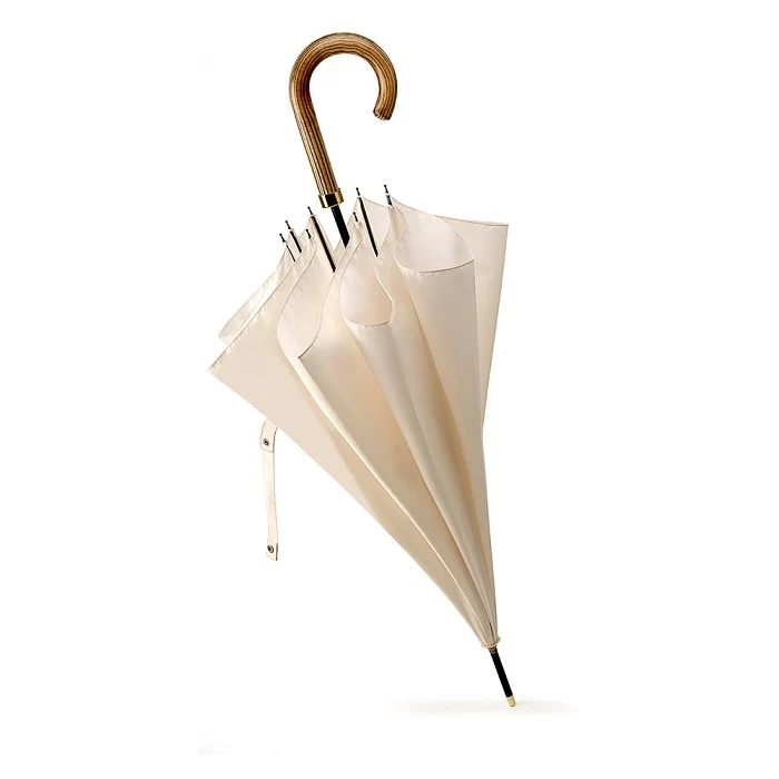 Fulton Commissioner Elm Wood Walking Umbrella - Ivory Cream | Wedding Umbrella | Italian Wood Handle