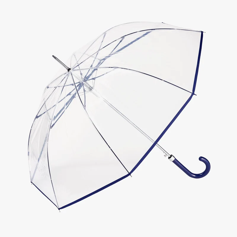 Clear Automatic Walking Umbrella - Coloured Border | Transparent POE | Windproof | 99cm Canopy
