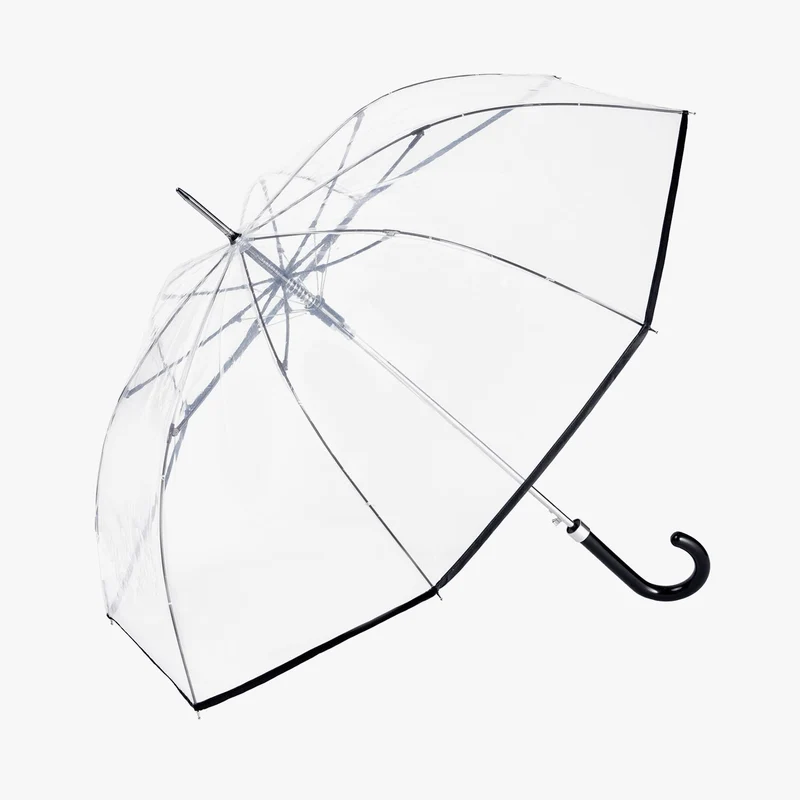 Clear Automatic Walking Umbrella - Coloured Border | Transparent POE | Windproof | 99cm Canopy